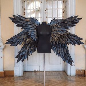 SOLD Cosplay Black Angel Costume Six Wings Halloween Large Moveable Adult
